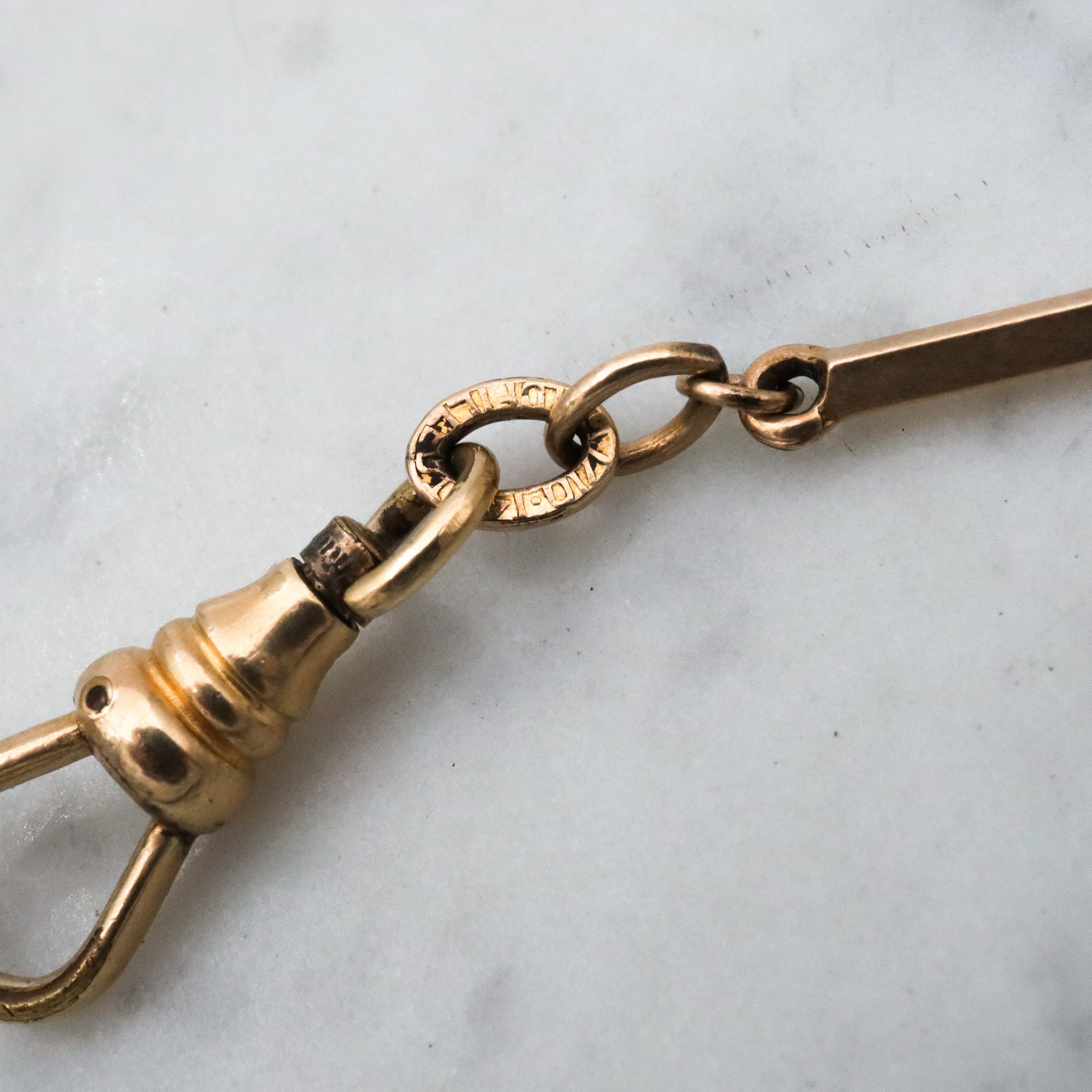 Antique Victorian 14k gold filled fancy bar link watch chain 15.5" choker necklace by Forstner
